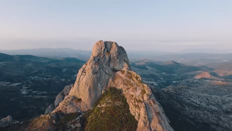 Aerial-view-of-peña-de-bernal,-Queretaro,-Mexico-cinematic-shot