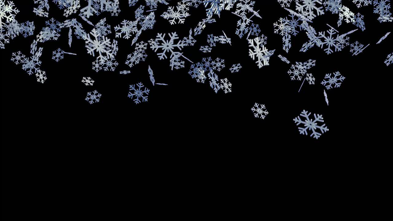 Snøflak metall skinnende fallende juledekorasjon høytid 4k