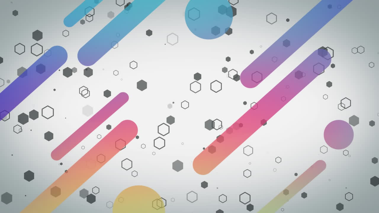 animación de formas coloridas que se mueven sobre un fondo blanco