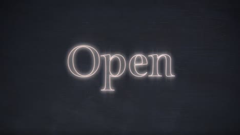 Open-neon-sign-on-black-background