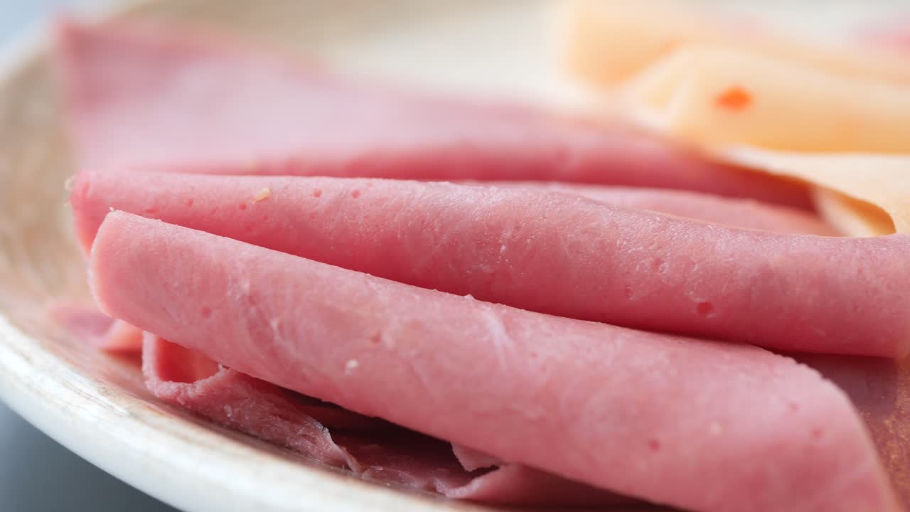 Close-up of Sliced Ham