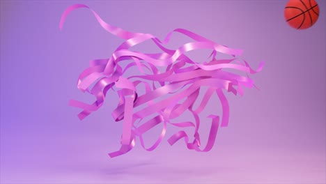 abstract basketball with pink ribbons