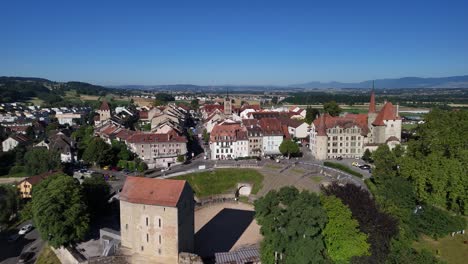 roman amphitheatre sites excavations avenches switzerland helvetian capital aerial drone