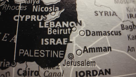 close-up of middle east on a globe
