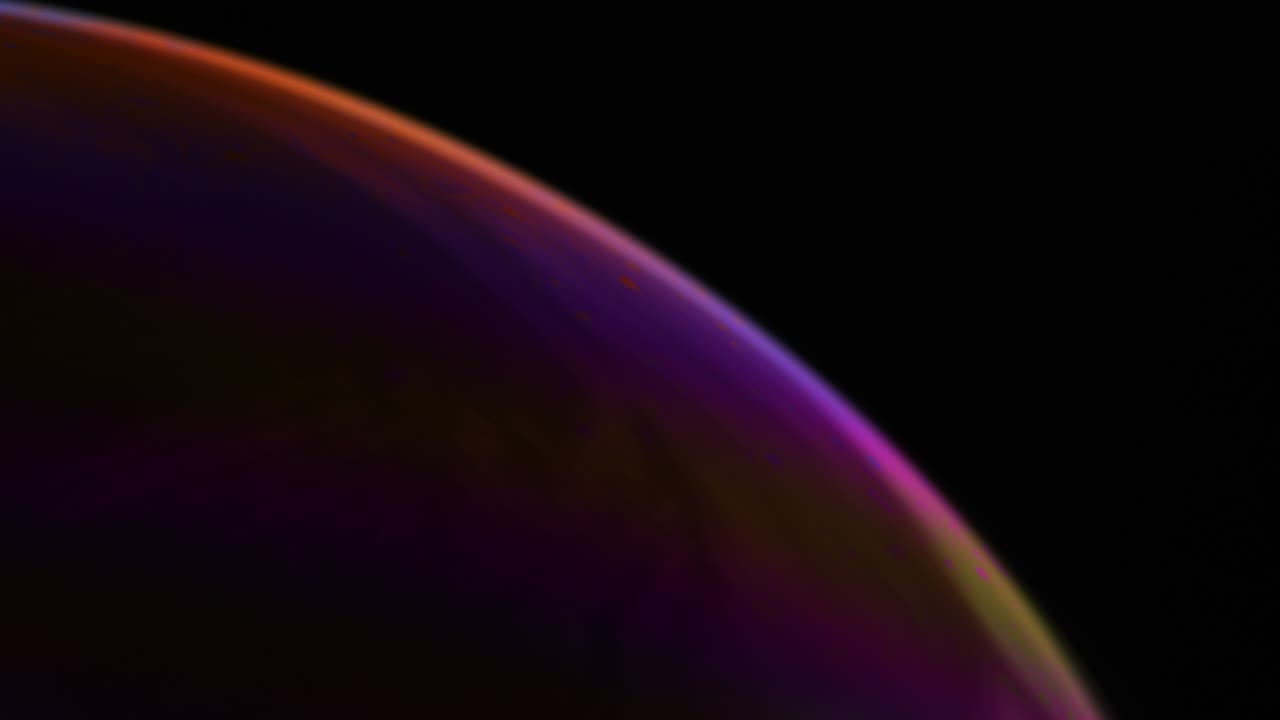 disparo abstracto de rayas de arco iris en la superficie de la burbuja de jabón