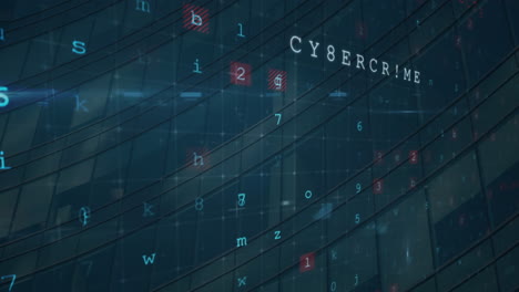 animación del procesamiento de datos de ataques cibernéticos sobre el fondo de un edificio moderno