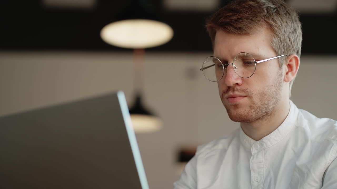 specialist of technical support of big IT company is reading questions and answering in online chat portrait