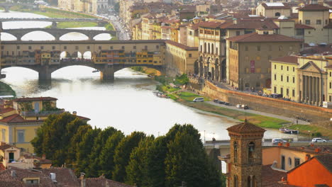 cityscape vecchio bridge in the morning, florence, italy