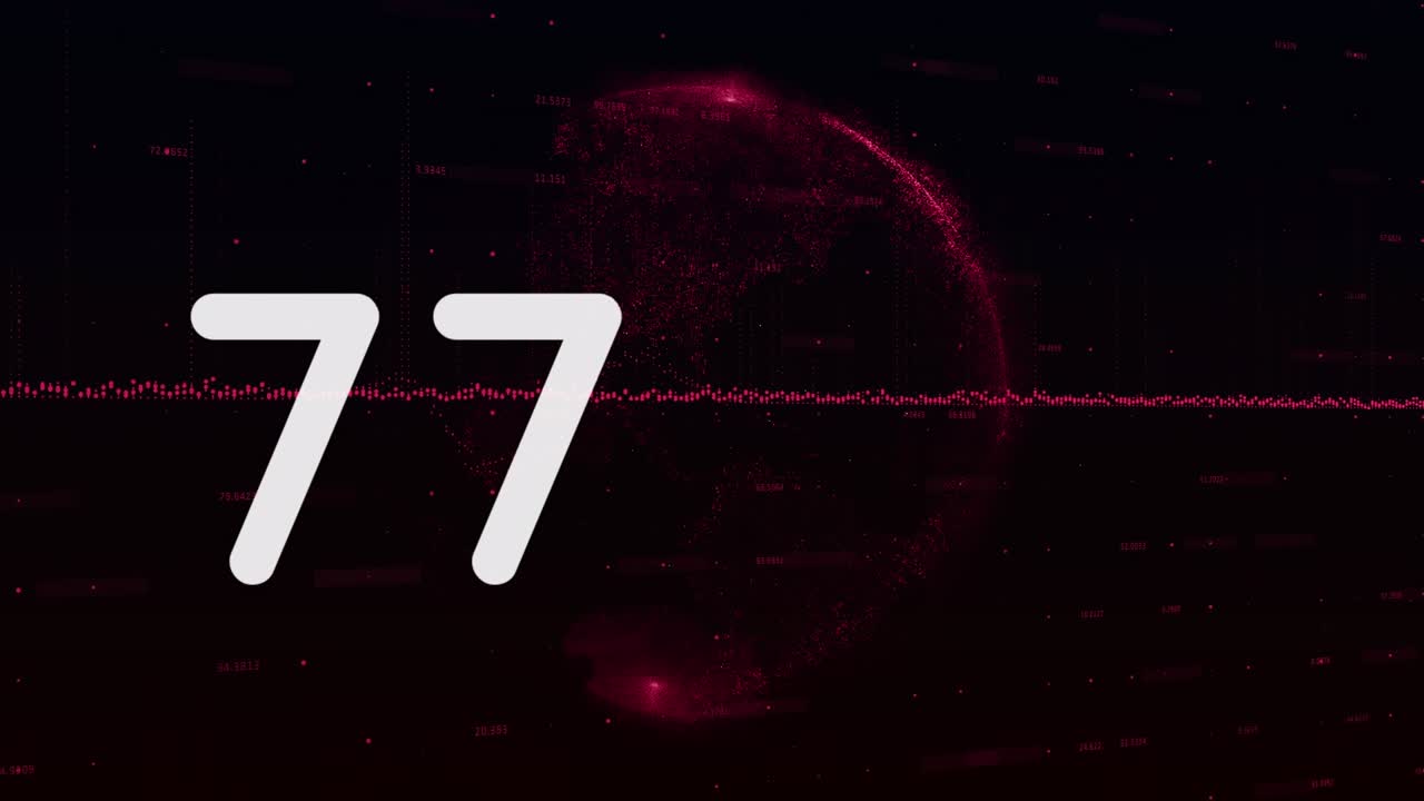 Animation of increasing number over data on digital screen