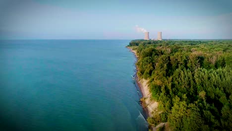 aerial footage of coastline of lake erie in ohio