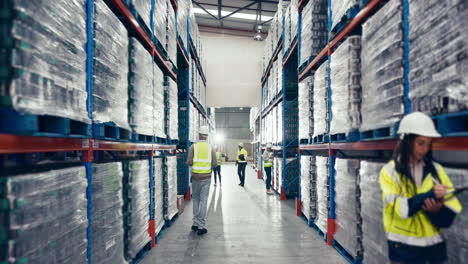 people, warehouse and time lapse in storage