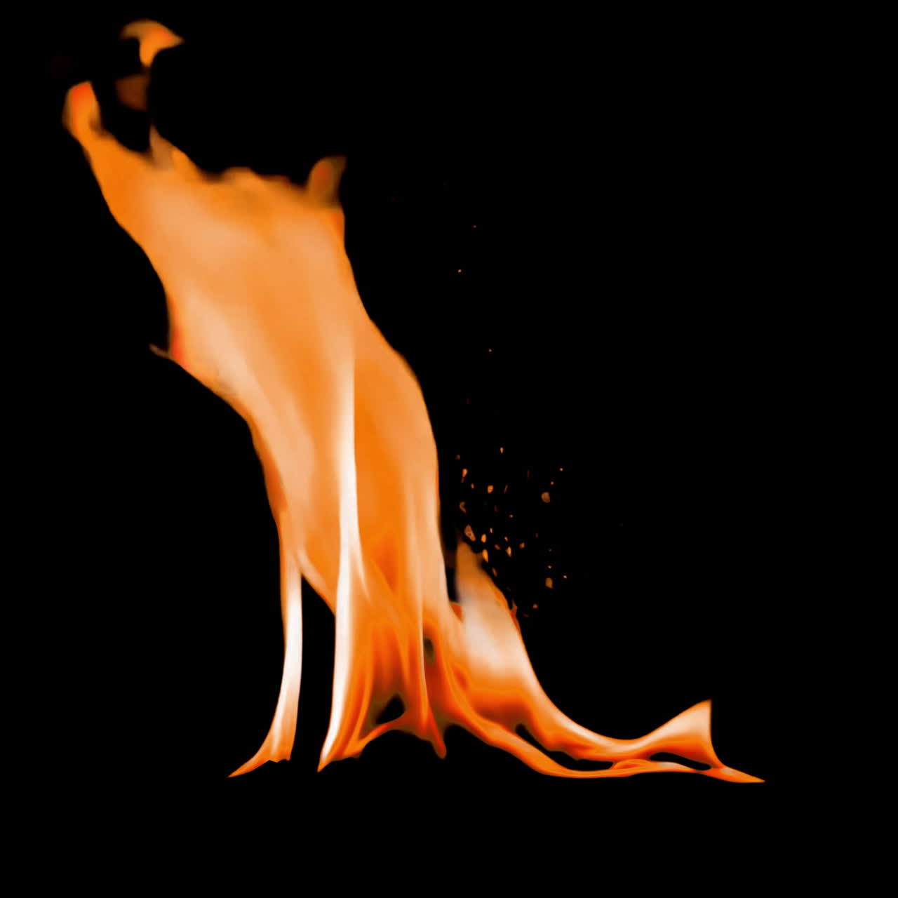 Fire flames animated overlay, transparent 4K video, alpha channel, ProRes 4444