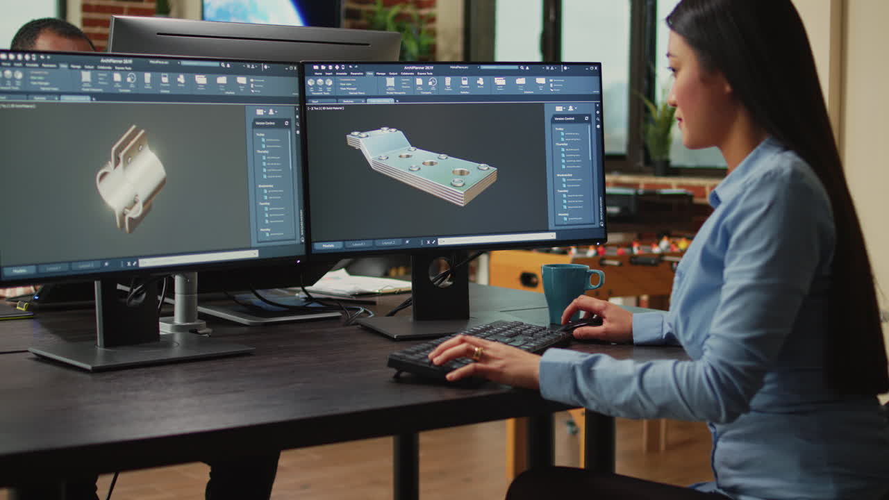 Young engineer developing industrial engine prototype