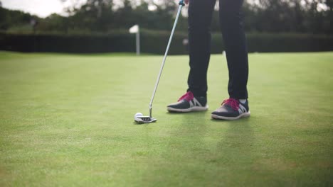 tiro de éxito del putt del recinto ferial de golf