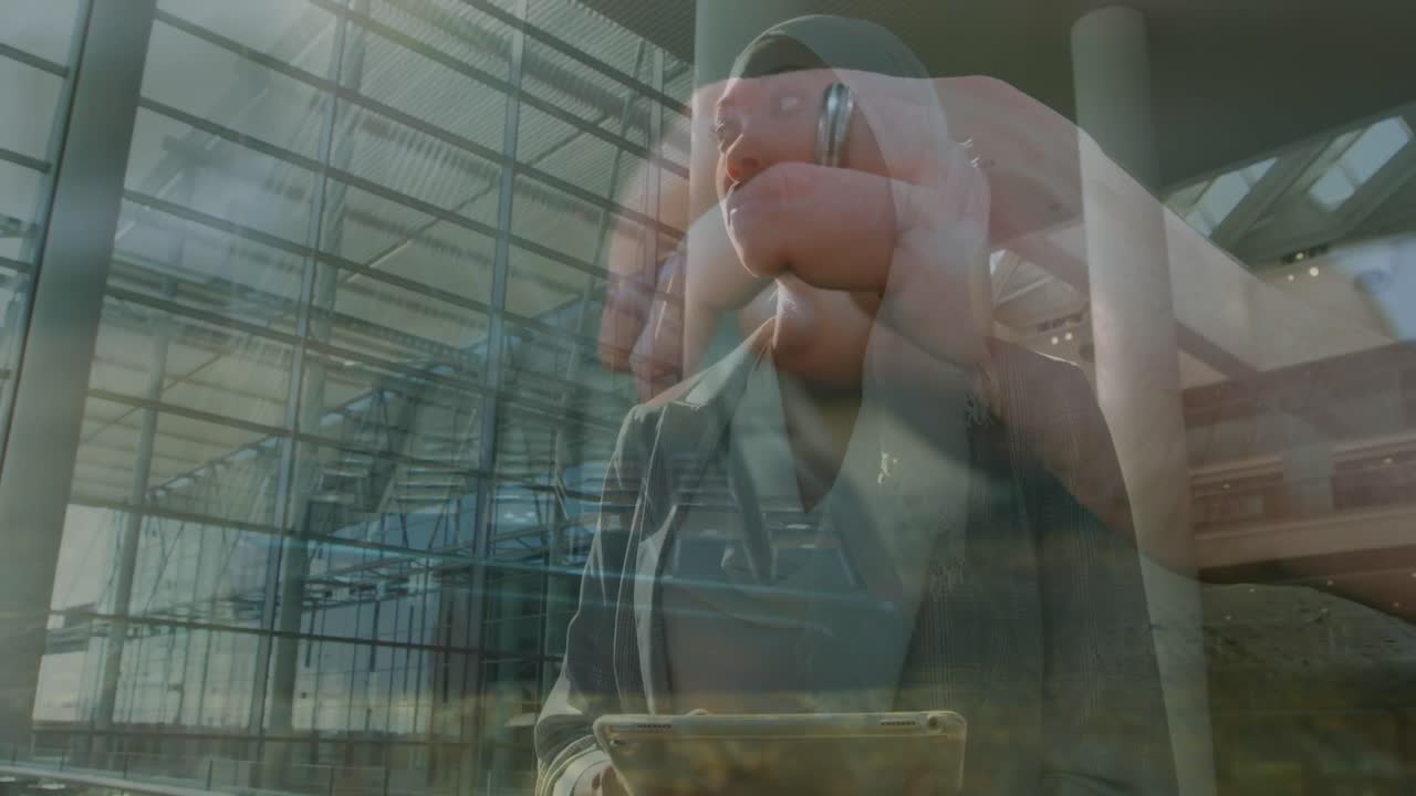 무슬림 사업가들보다 컴퓨터를 사용하는 여성들의 애니메이션