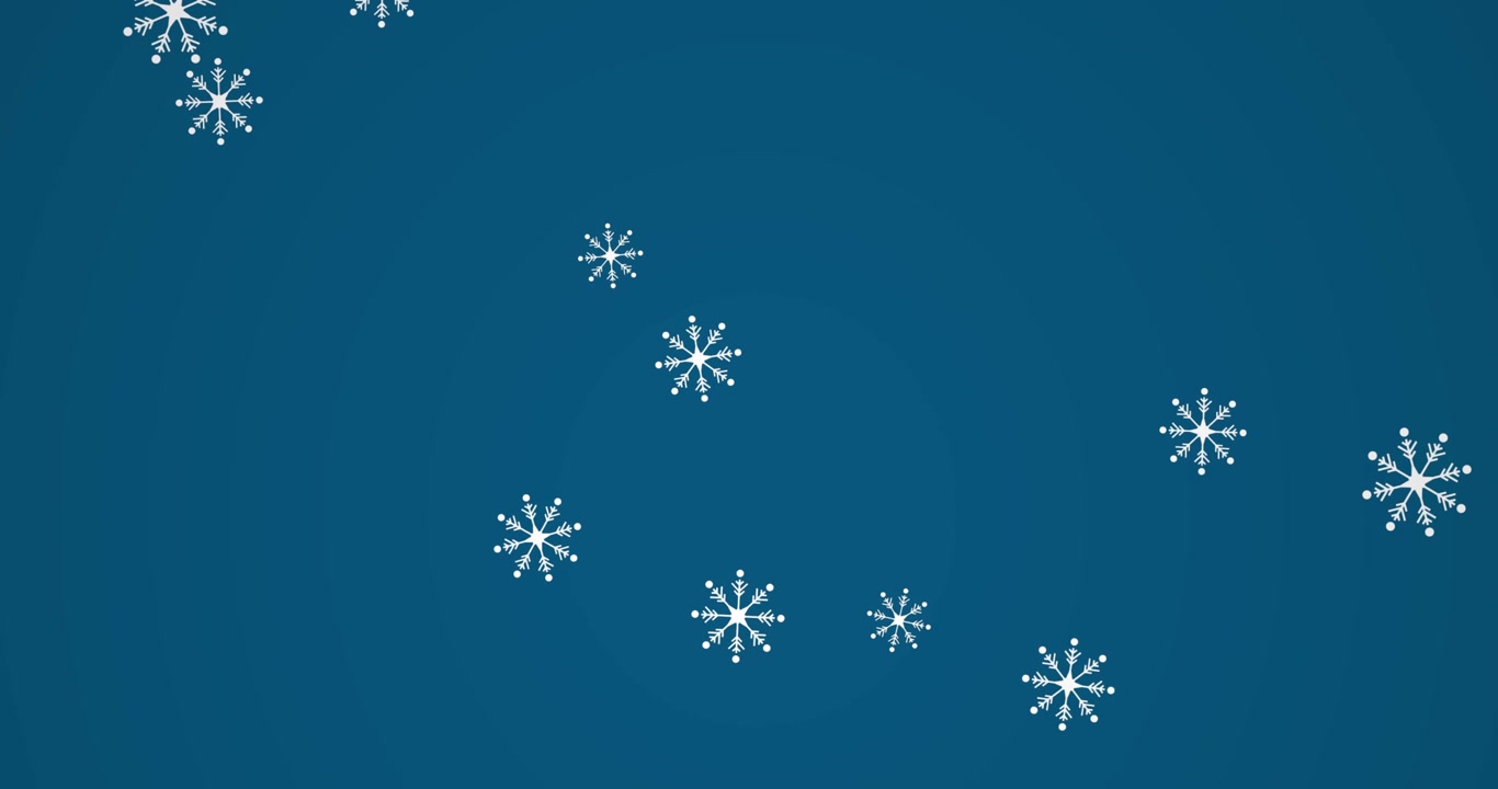 Animated White Snowflakes Falling Against a Solid Blue Background
