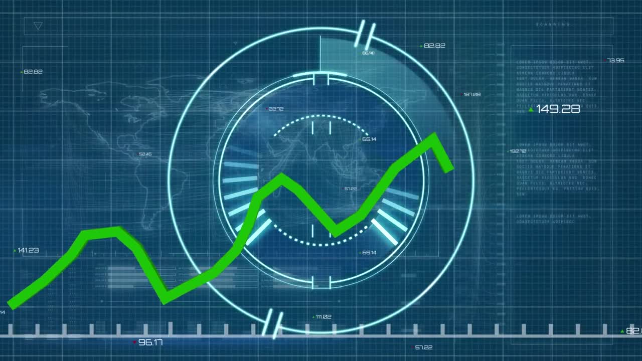 세계 지도를 통해 데이터 처리의 애니메이션