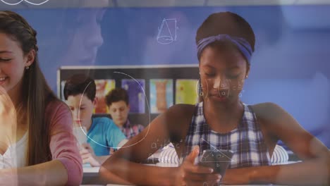 animation of mathematical equations over school children using electronic devices in classroom