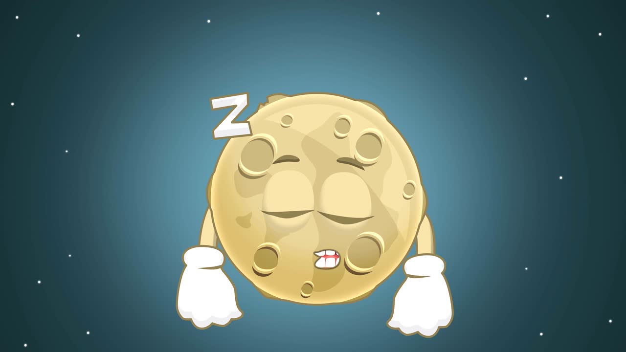 만화 사랑스러운 달 잠 쉬는 얼굴 애니메이션과 알파 매트