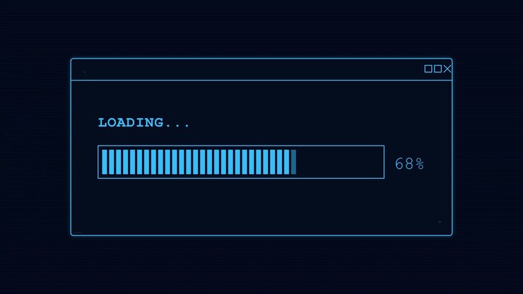 Digital indlæsningsstatuslinje-interface på mørk baggrund