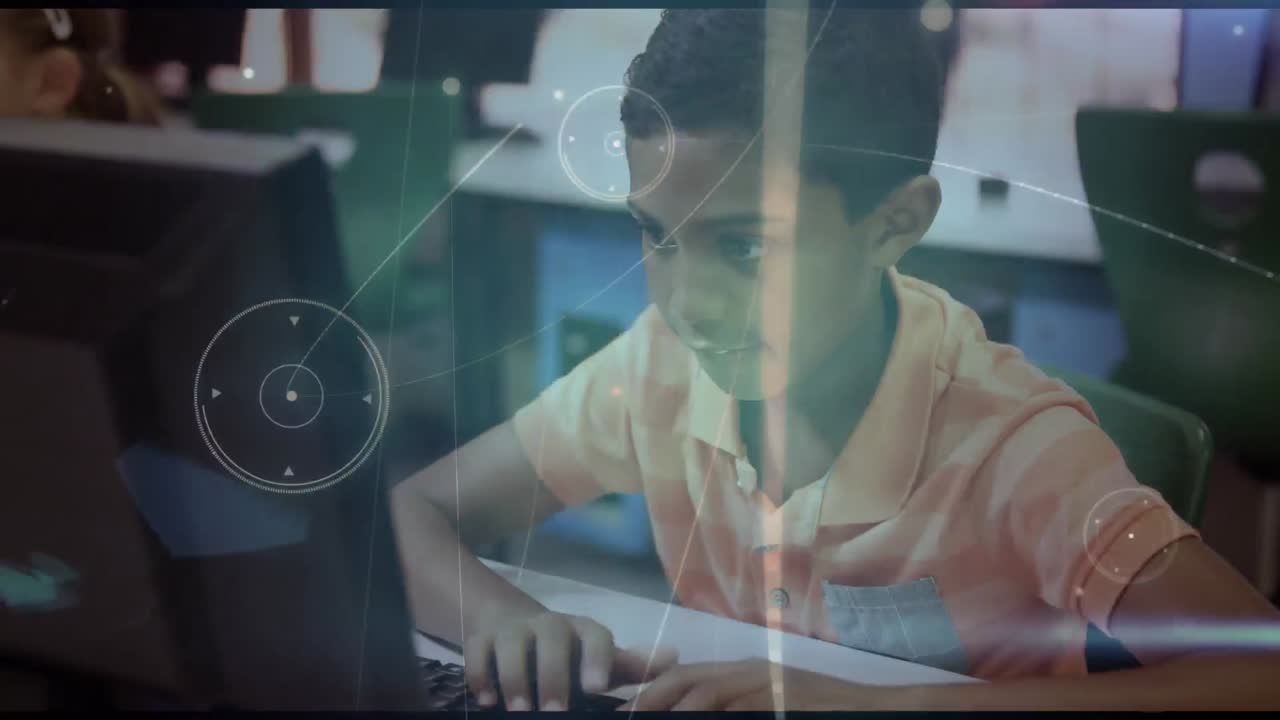 animación de una red de conexiones sobre un escolar utilizando una computadora