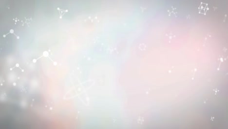animación de moléculas blancas flotando en un fondo brillante