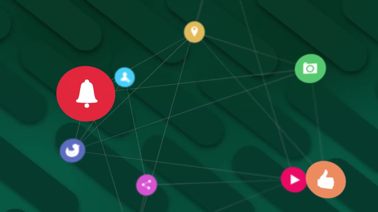 배경에서 움직이는 초록색 모양 위에 연결된 웹의 애니메이션입니다.