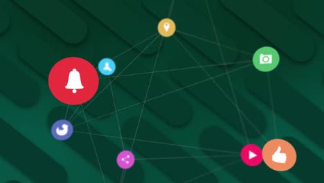 animation of a web of connections over green shapes moving in the background.