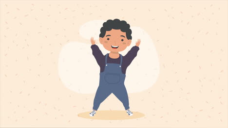 happy boy in overalls