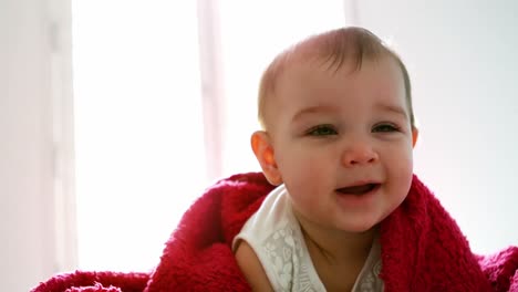 close-up of a cute smiling baby girl