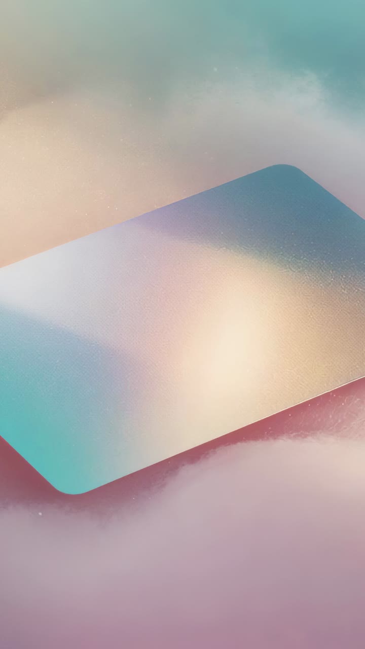 Vertical video: Emerging bokeh orbs drifting, causing rounded panel shimmering over pastel gradient