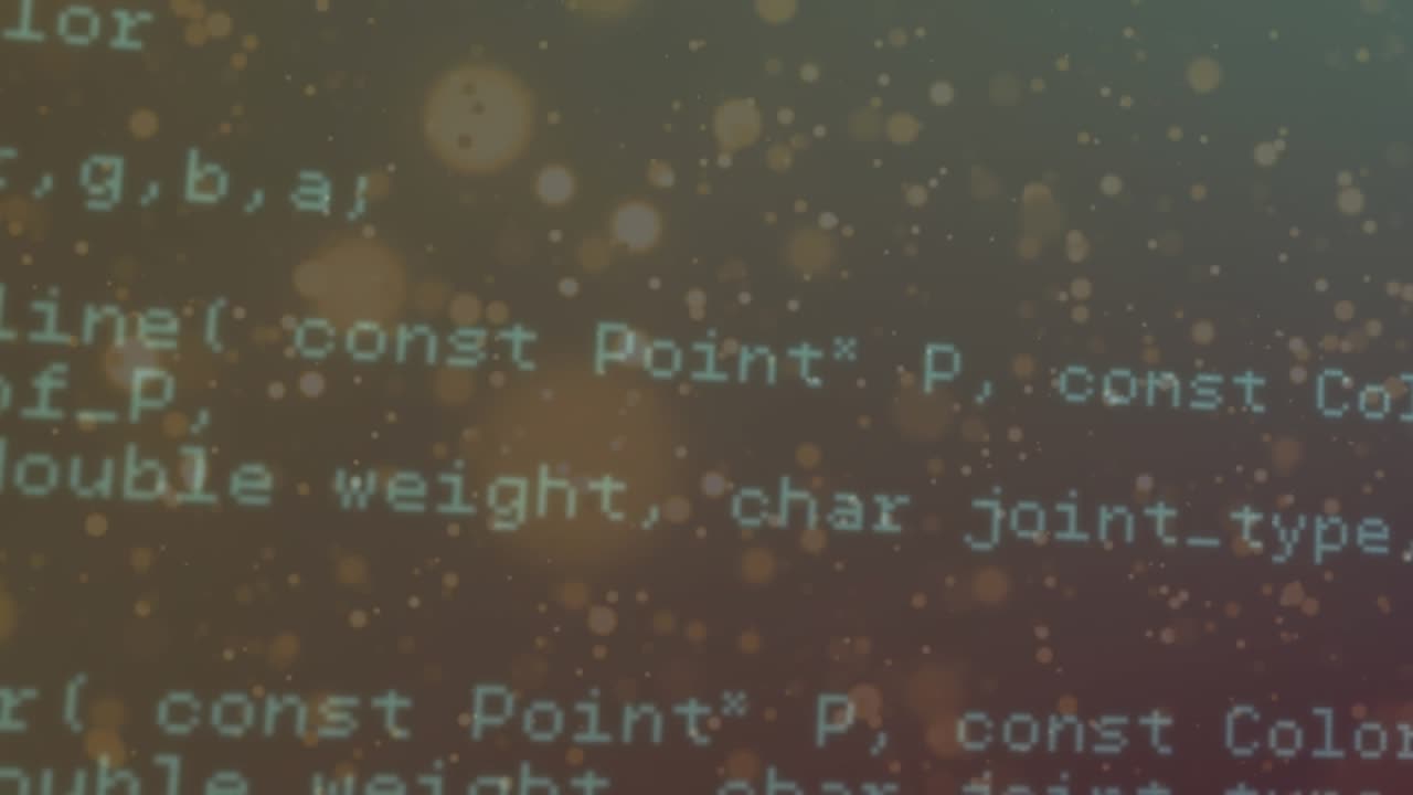 Animation of computing data processing over dark background