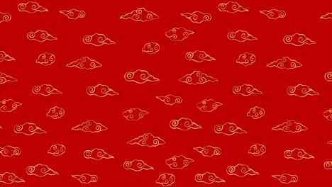 red gold cloud chinese loop background animation