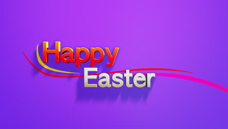 cartoon colorful happy easter text on purple gradient