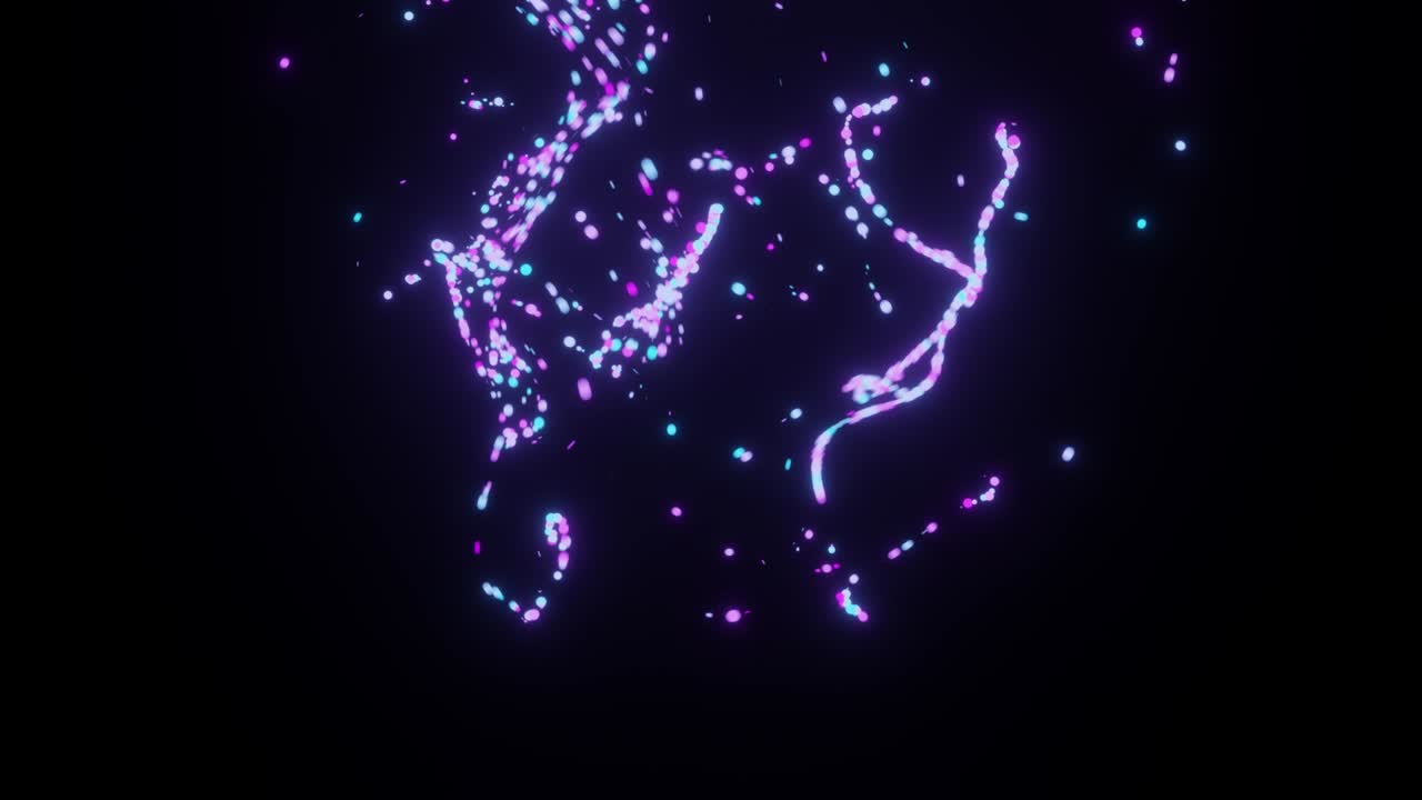 움직이는 입자와 함께 네트워크 연결 구조 사이버 공간 미래의 디지털 보라색 흐름 입자 애니메이션 추상적인 소용돌이 사이버 보안 불꽃의 불꽃 3d 렌더링