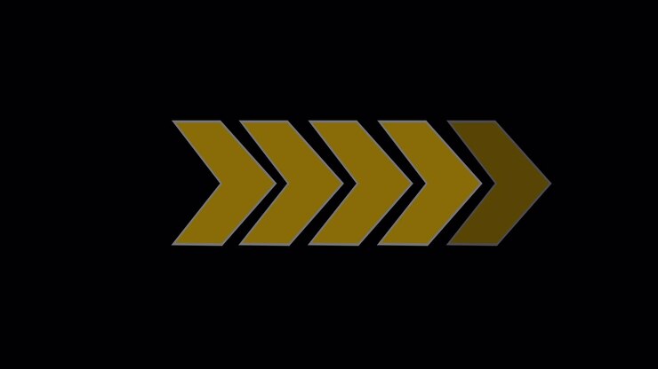 Animated Gold Arrows Pointing Right on Black Background