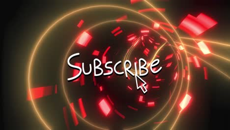 animación del texto de suscripción sobre el fondo de senderos de luz brillante.