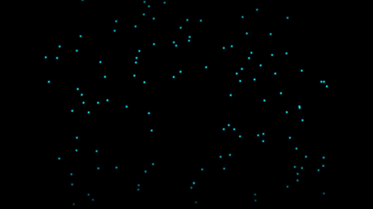 Abstract Motion Background with Floating Cyan Particles on Black