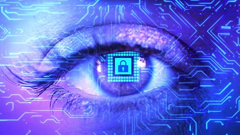 4k digital eye scan technology futuristic circuit board high computer loop background processor