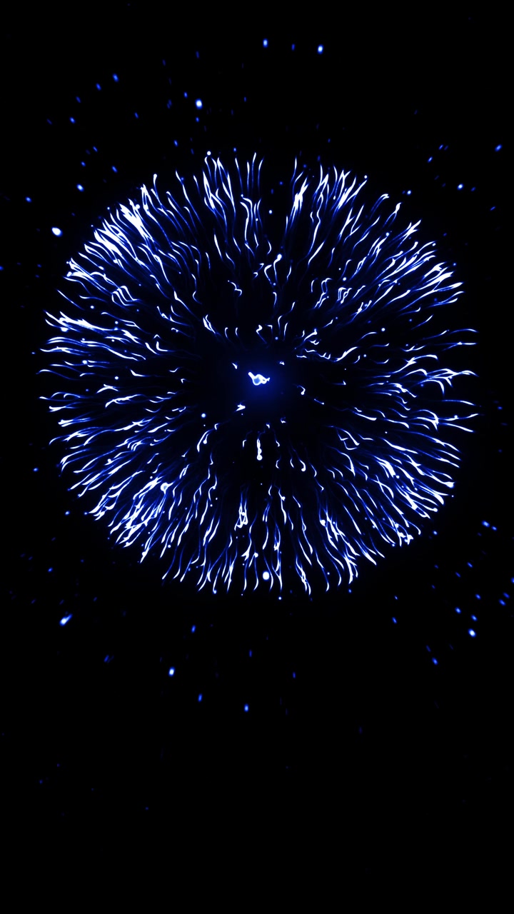 Vertical blue firework bursts with many glittering stars. Beautiful holiday overlay for social media stories, reels, and tiktok
