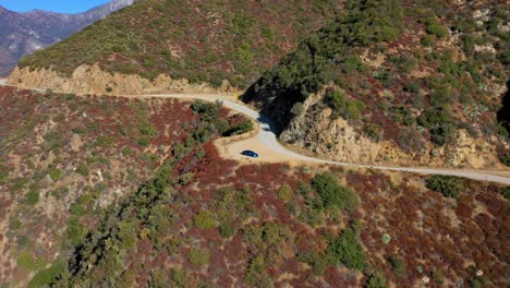 Flying-over-a-blue-Tesla-Model-S-on-Mt