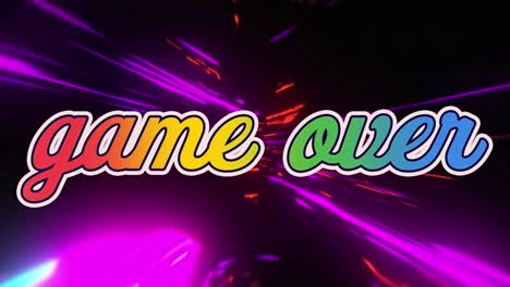 Animation-of-game-over-text-on-multi-coloured-background