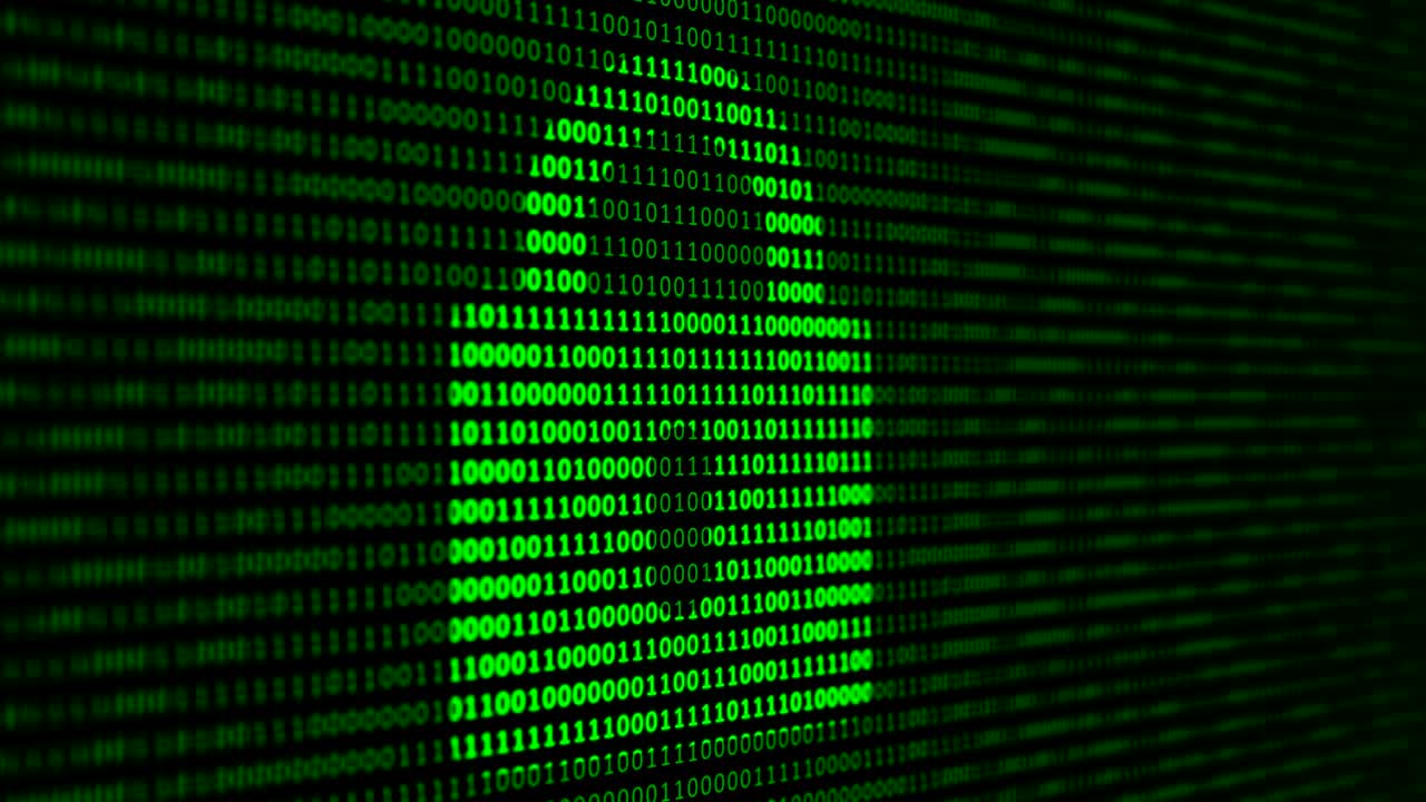 Binary code black and green animation