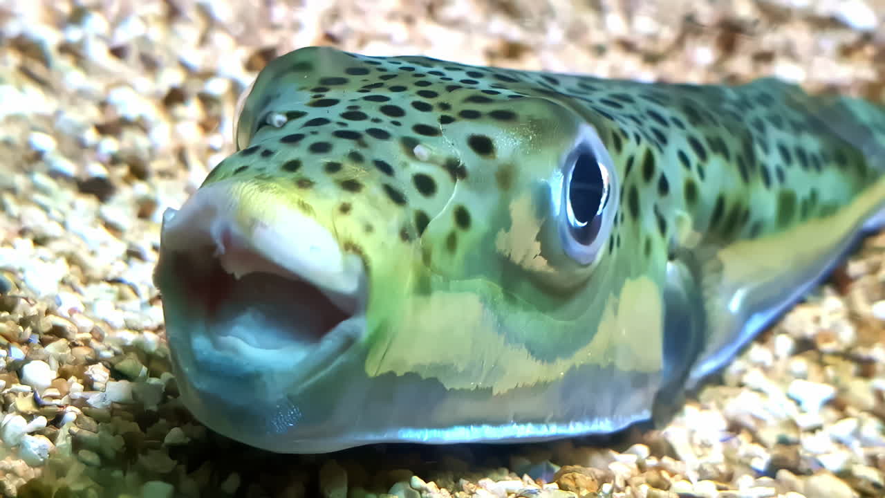 Strange long fish on bottom of sea, close up