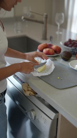 preparing a healthy meal in the kitchen