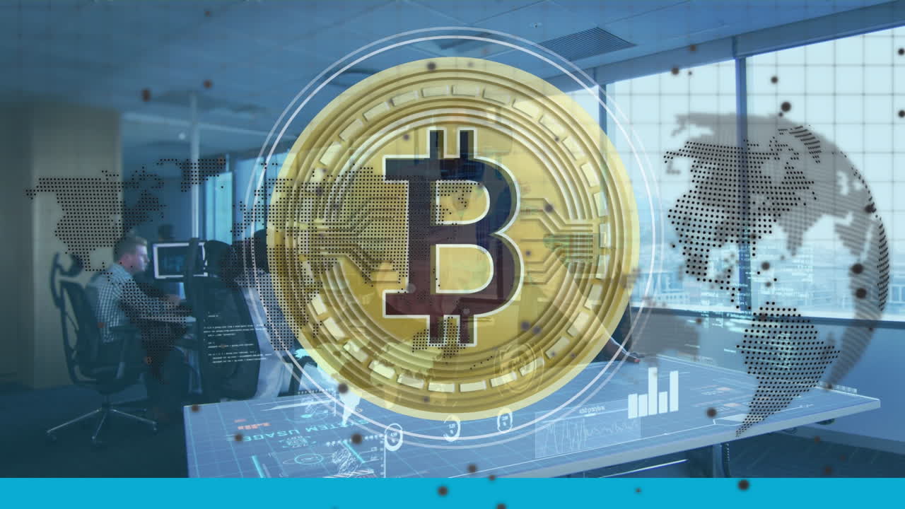 animación del procesamiento de datos sobre diversas personas de negocios en la oficina