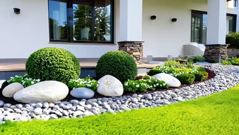 a house with a stone walkway in front of it