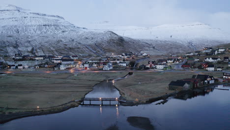 faroe islands, 4k aerial wide orbit of hósvík