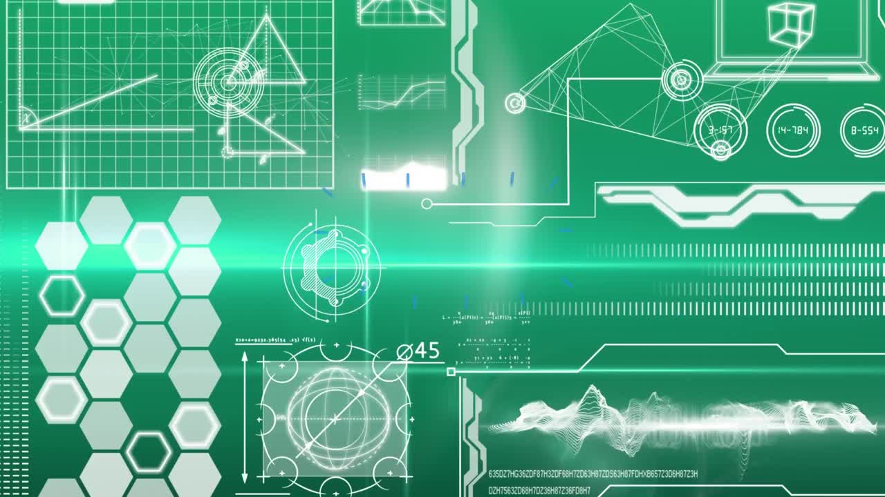 animación del procesamiento de datos sobre un fondo verde