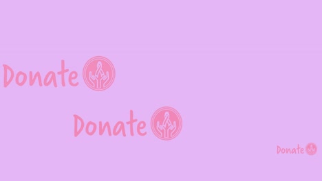 Animation-of-multiple-pink-breast-cancer-ribbon-logo-with-donate-text-appearing-on-pink-background